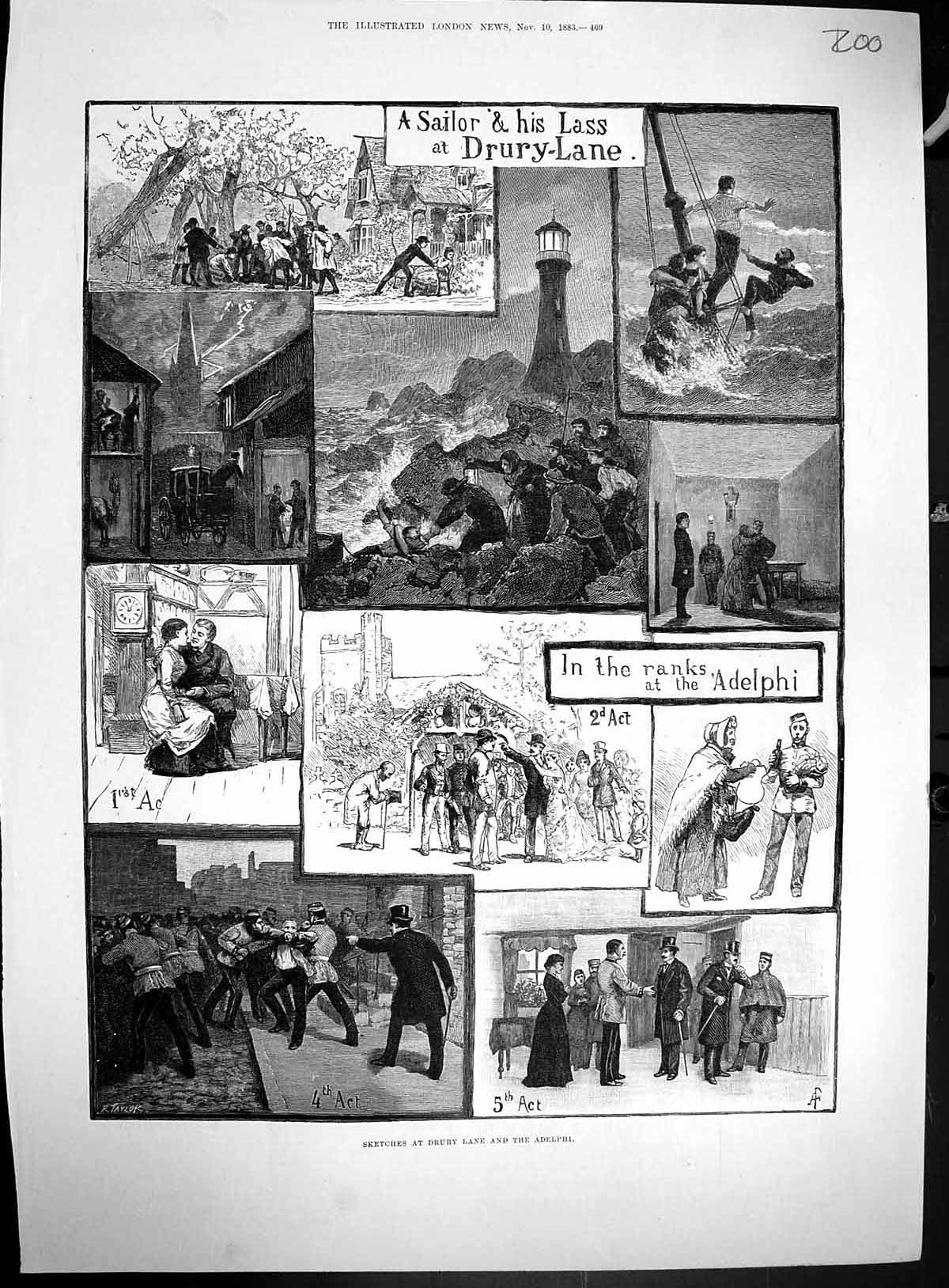 Old 1883 Sailor Lass Drury Lane Theatre Ranks Adelphi Advertisement M 19th