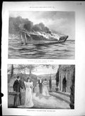 Old 1898 Fire Barque Blengfell Margate Garrick Theatre Train Crash Ra 19th