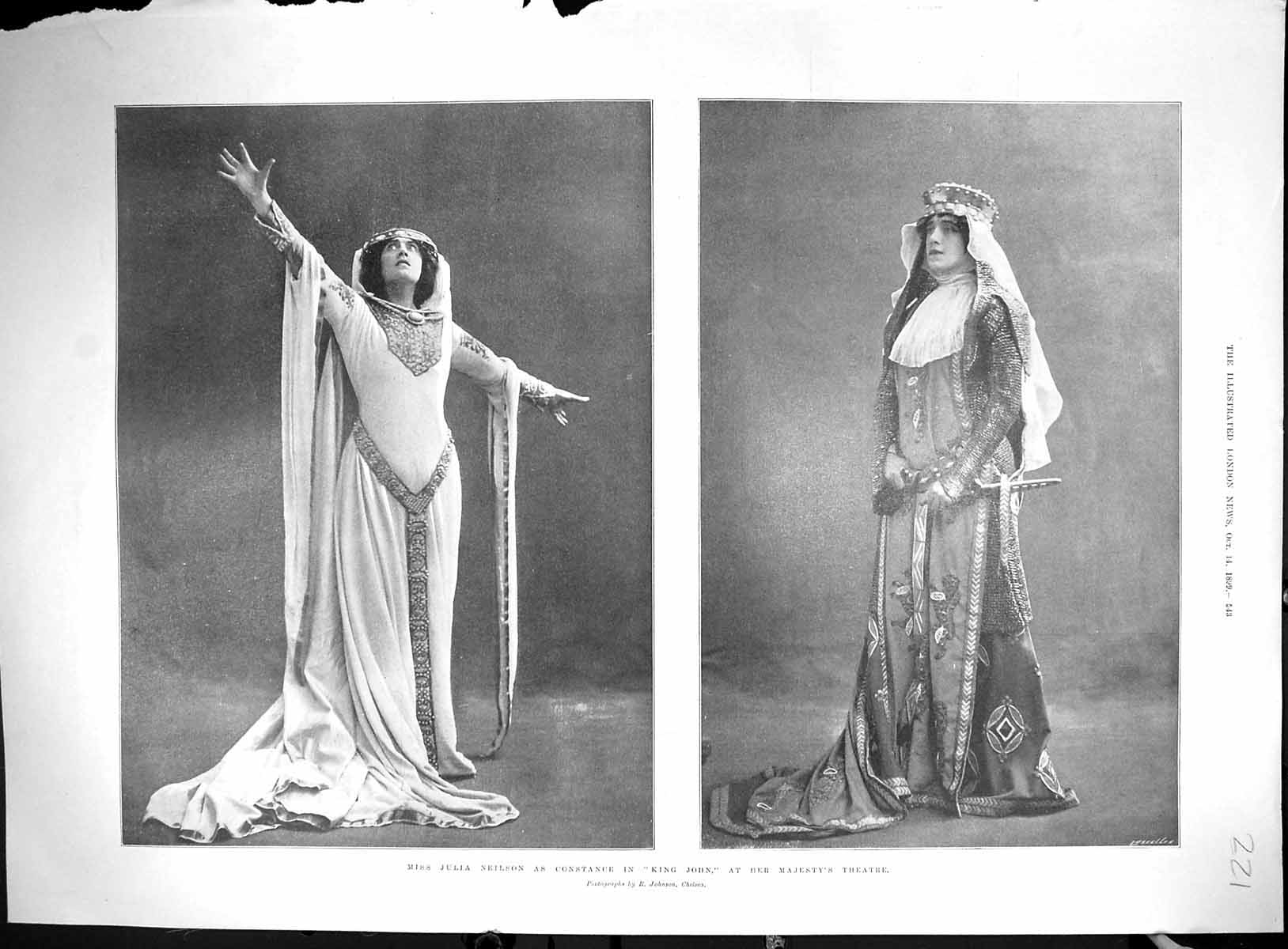 Old 1899 Julia Neilson King John Majesty'S Theatre Deiniol Hawarden J 19th