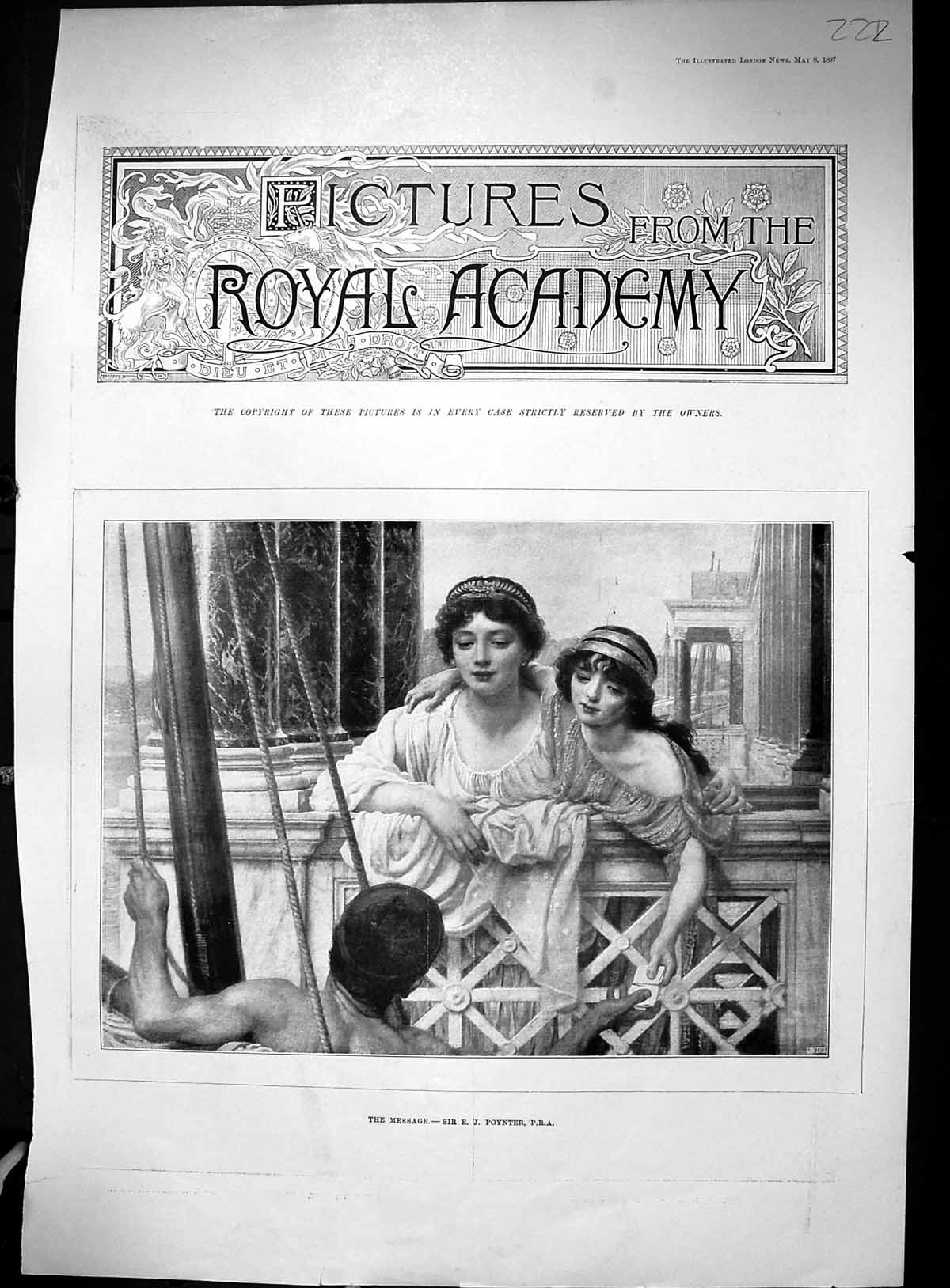 Old 1897 Royal Academy Art Ship Message Castel Moel Isle Skye Boulter 19th