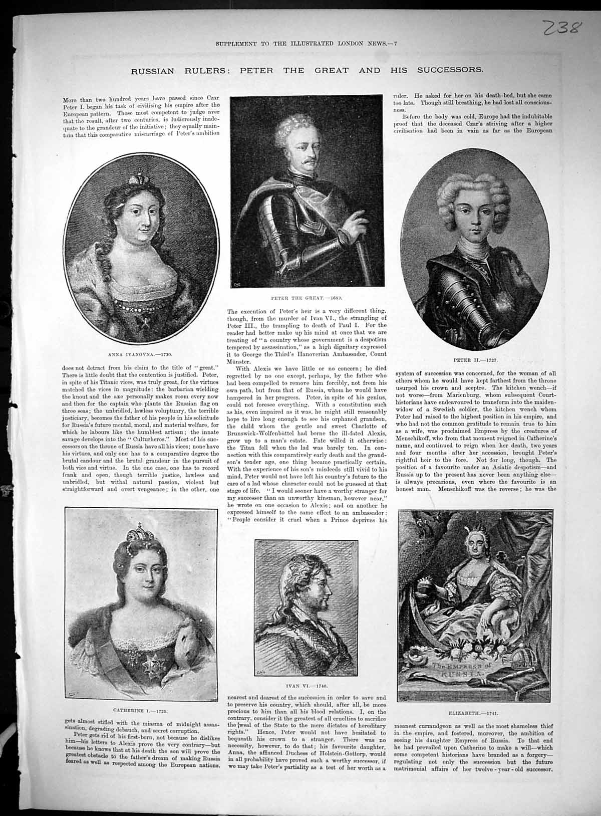 Old Peter Great Russia Anna Ivanovna Catherine Ivan Elizabeth Alexand