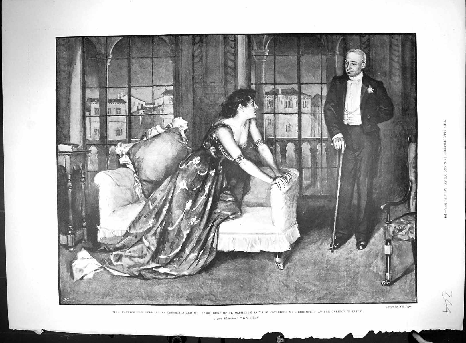 Old 1895 Patrick Campbell Eddsmith Hare Garrick Theatre Slatin Bey So 19th
