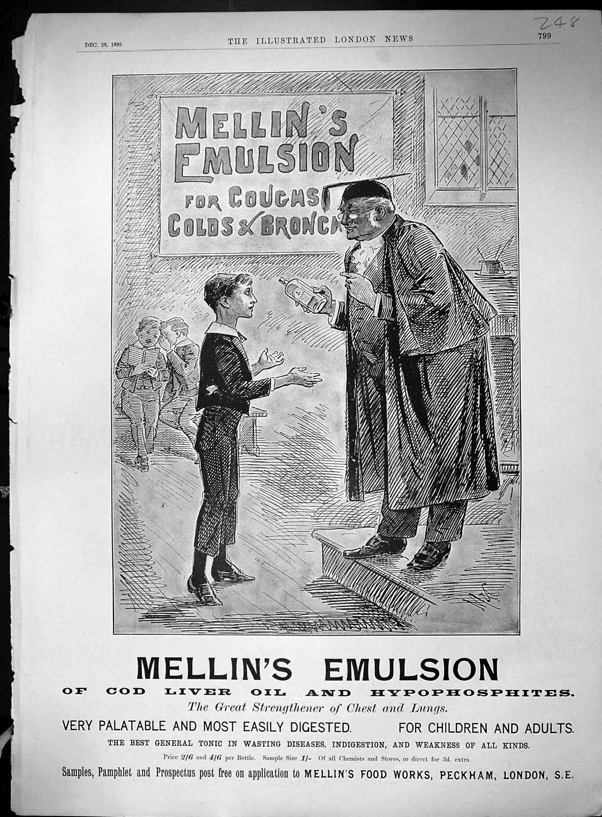 Old 1895 Advertisement Mellin'S Emulsion Peckham Gsmith SilversmitVictorian