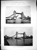 Old 1894 Tower Bridge London Bascules Down Southern Abutment Photogra 19th