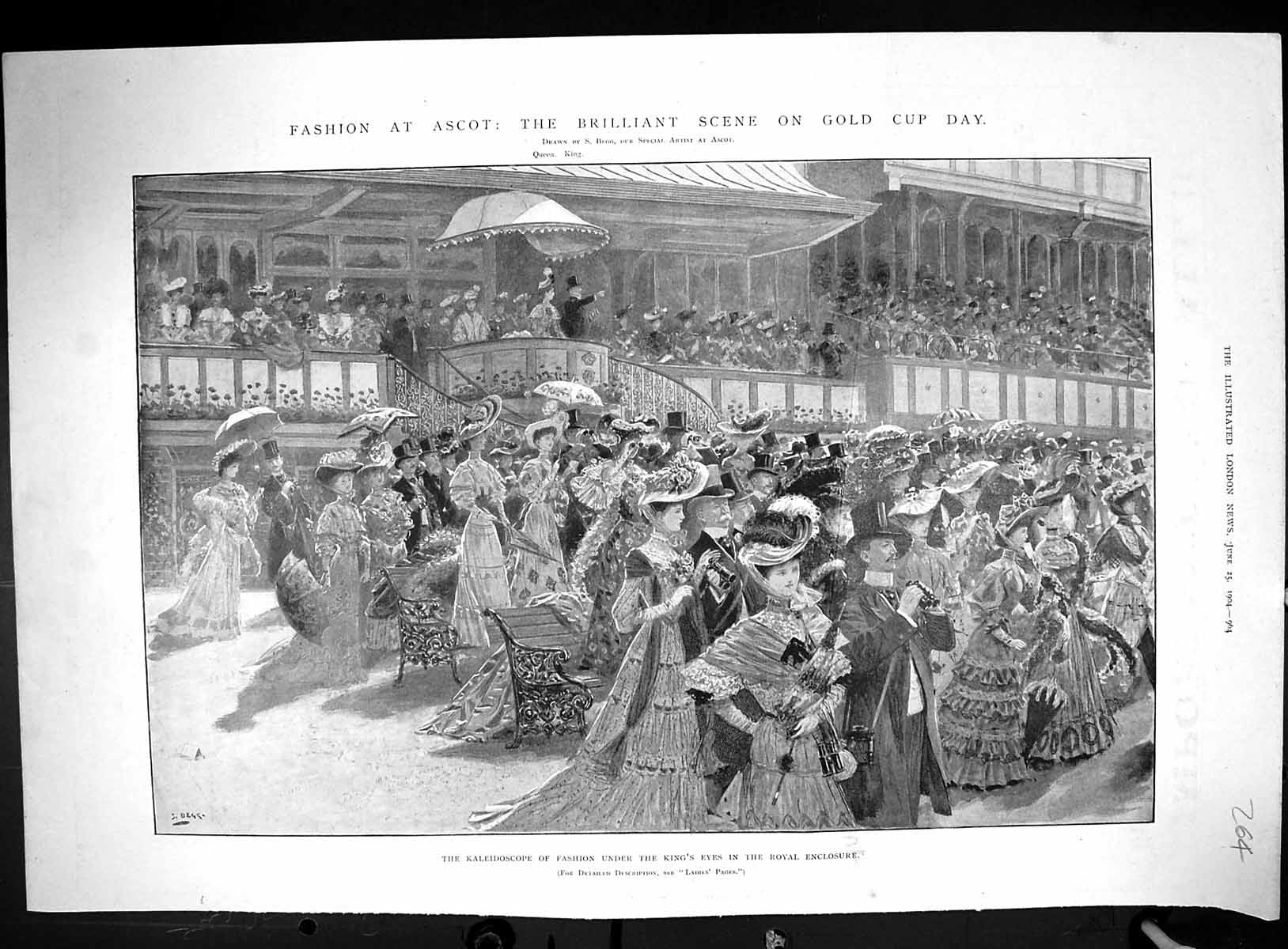 Old Print 1904 Kaleidoscope Fashion Ascot GCup Day Advertisement Sunlig 20th