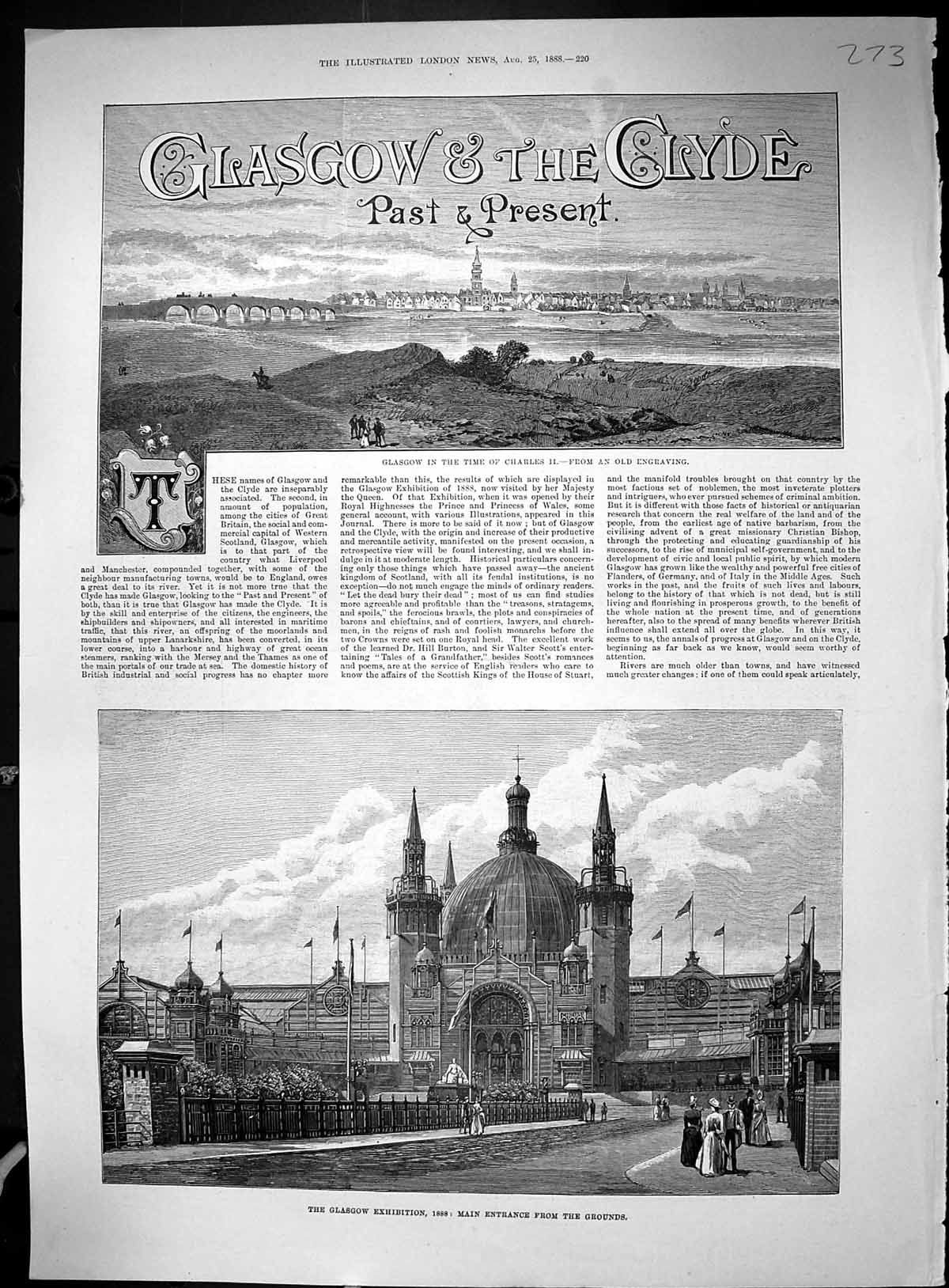 Old 1888 Glasgow Exhibition Main Entrance Moor Mountain Loch Scotland 19th