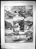 Old 1894 River Tamer Devon Morwell Rocks Bridge Ships Fishermen Boats 19th
