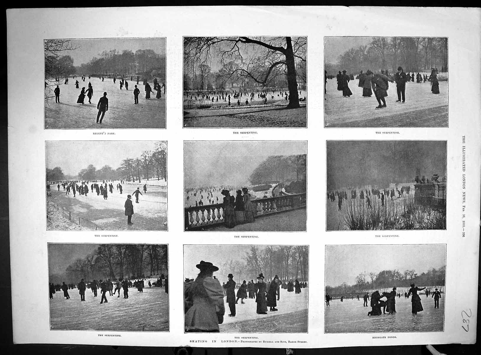 Old 1895 Ice Skating London Serpentine Regent'S Park Highgate Fraulei 19th