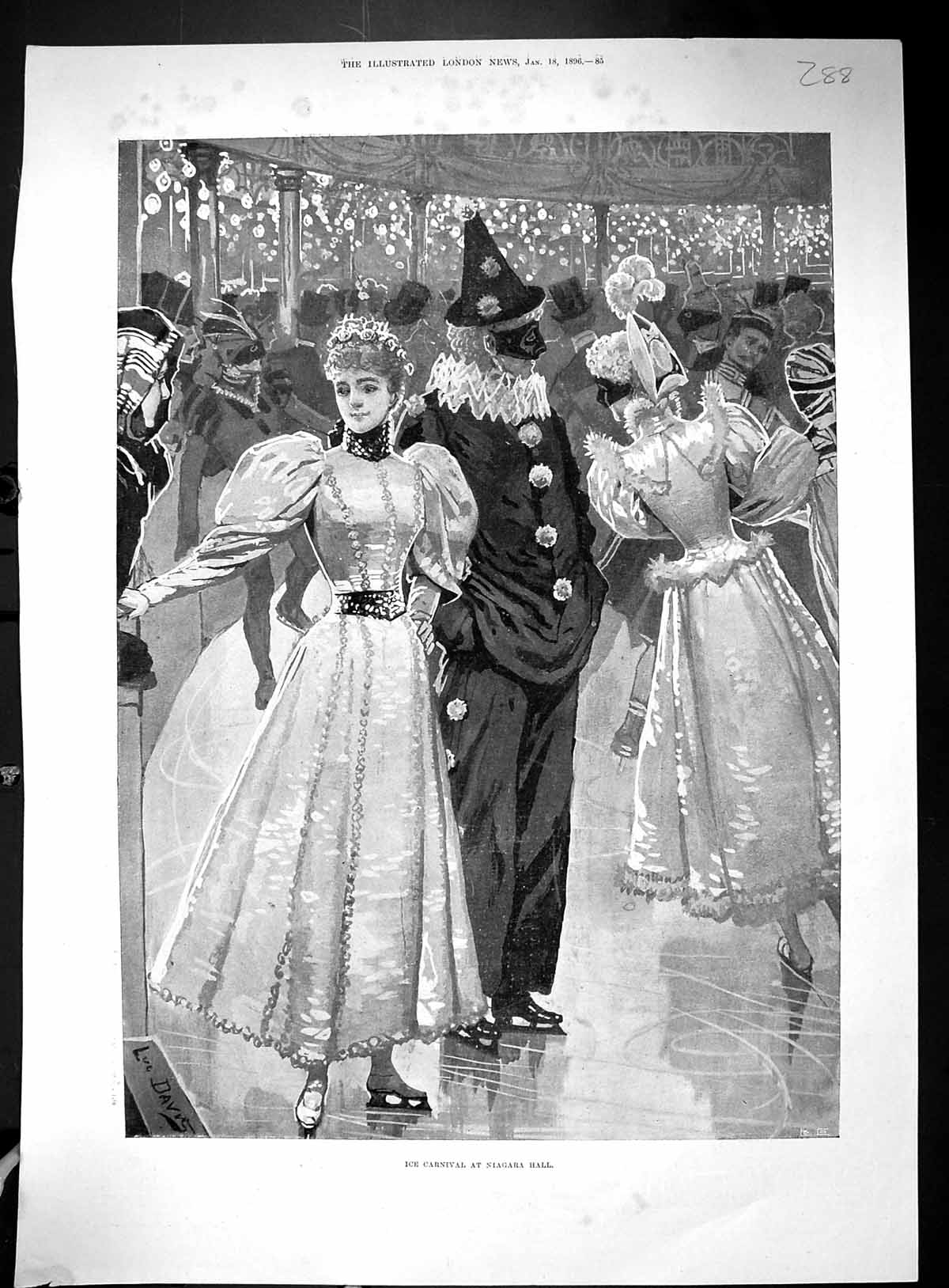 Old 1896 Ice Carnival Niagara Hall Ladies Fashion Milliard Court Pris 19th