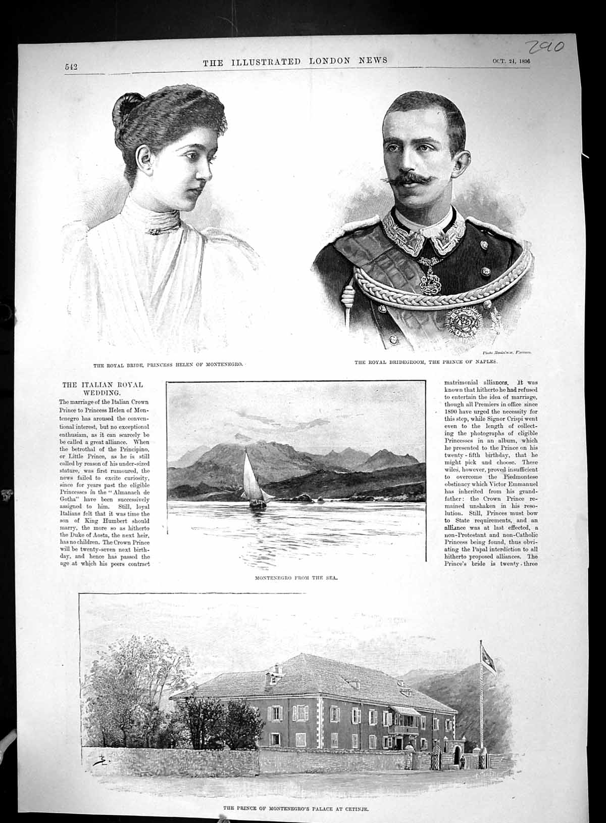 Old 1896 Princess Helen Montenegro Prince Naples Palace Cetinje Ice S 19th