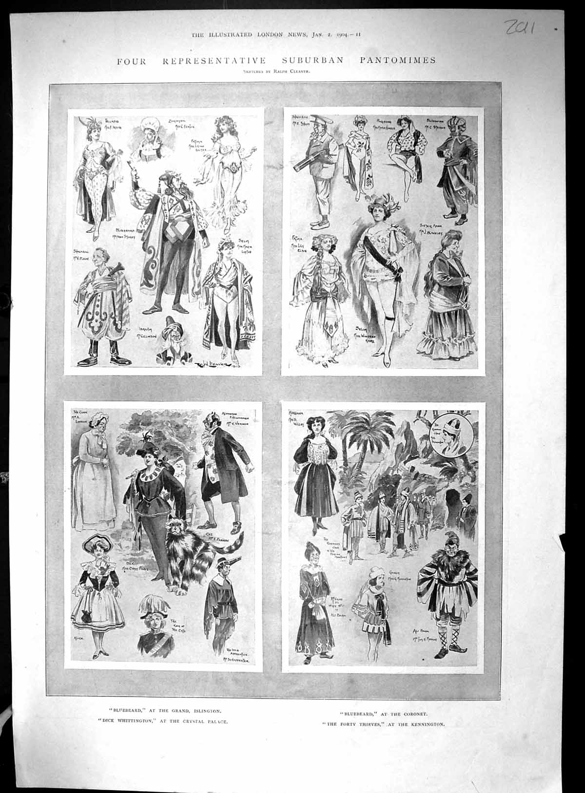 Old 1904 Pantomimes Bluebeard Islington Theatre Whittington Crystal P 20th
