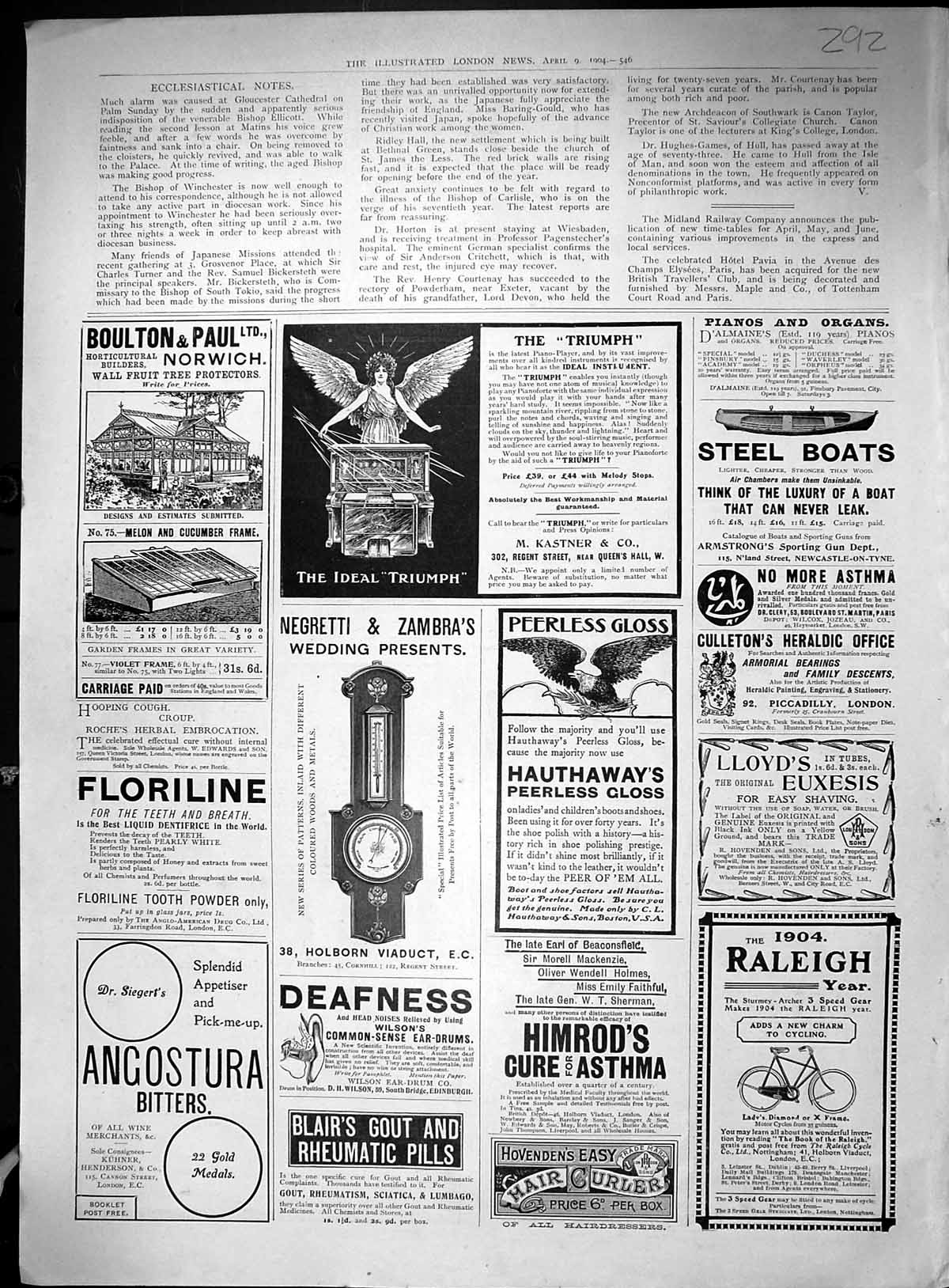Old 1904 Advertisement Boulton Negretti Floriline Raleigh Cross Black 20th