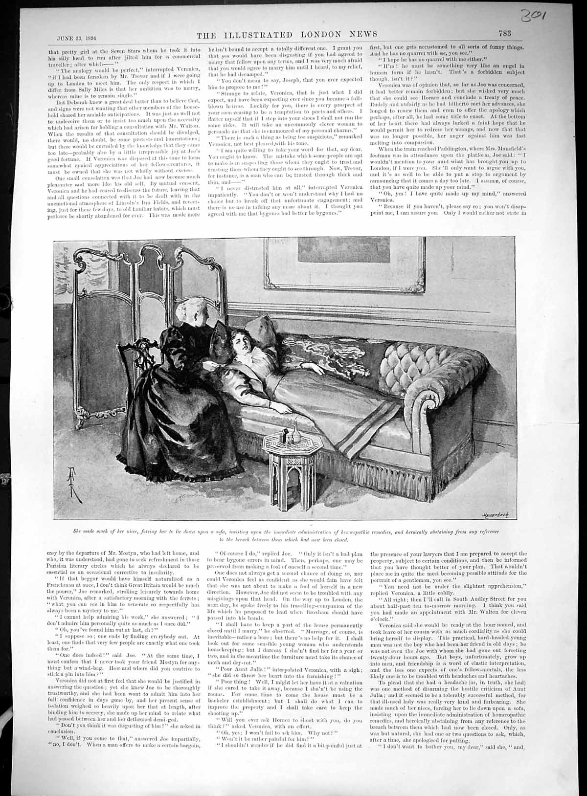 Old 1894 Lady Lying Sofa Hyde Park Corner London Street Scene Transpo 19th
