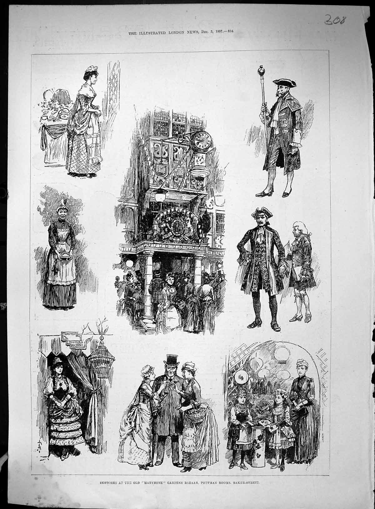 Old 1887 Marybone Gardens Bazaar Portman Rooms Baker Street Mappin We 19th