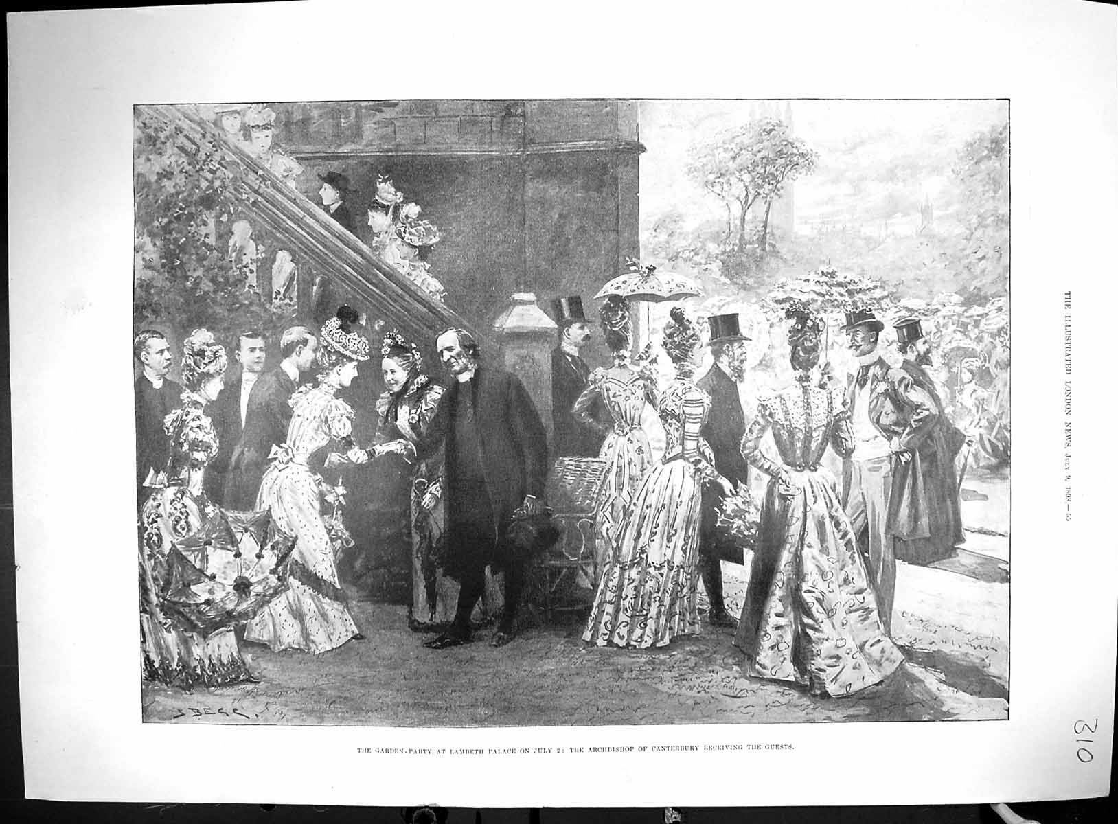 Old 1898 Garden Party Lambeth Palace Archbishop Canterbury Spanish Am 19th