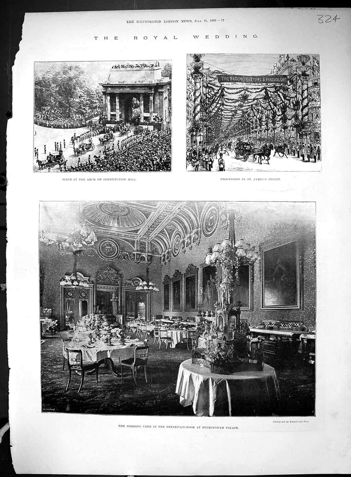 Old 1893 Royal Wedding Cake Buckingham Palace Mappin Webb Hampton Ban 19th