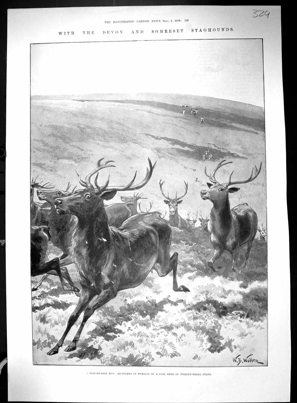 Old 1899 Huntsmen Devon Somerset Staghounds Hunting Deer Exford Bridg 19th