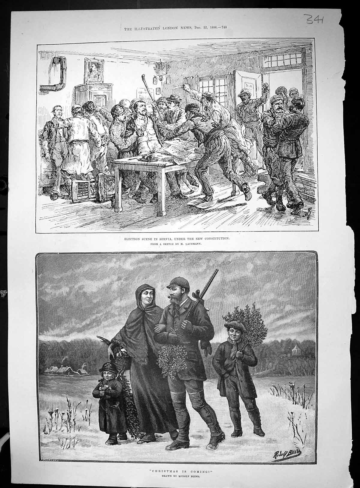 Old 1888 Election Servia Family Holly Boxing Majesty'S Theatre Condon 19th
