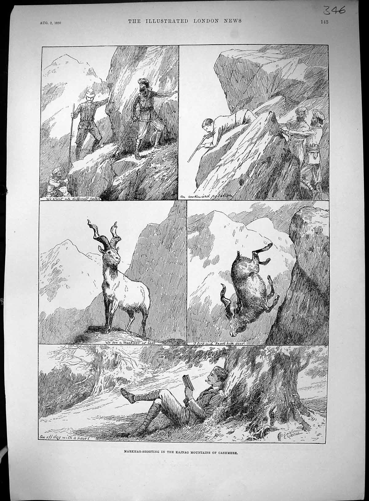 Old 1890 Markhar Shooting Kajang Mountains Cashmere Hunting Ladies Re 19th