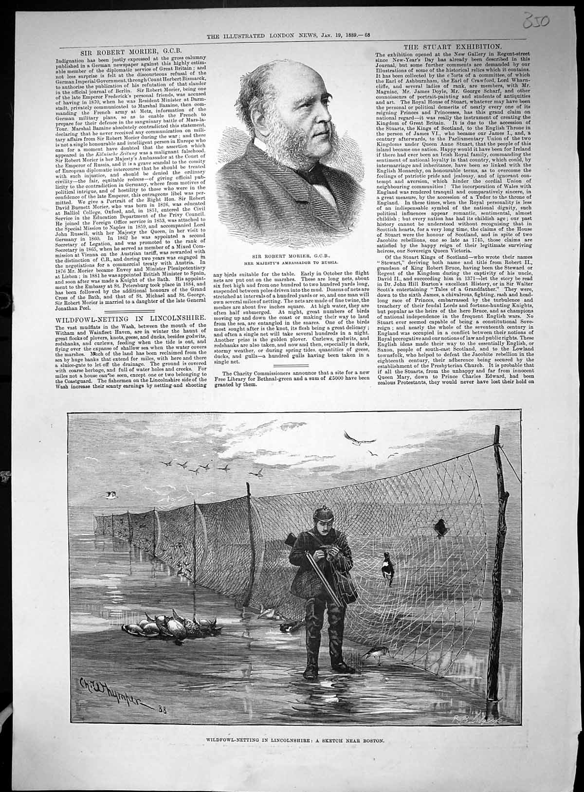 Old 1889 Portrait Robert Morier Wildfowl Birds Netting Lincolnshire A 19th