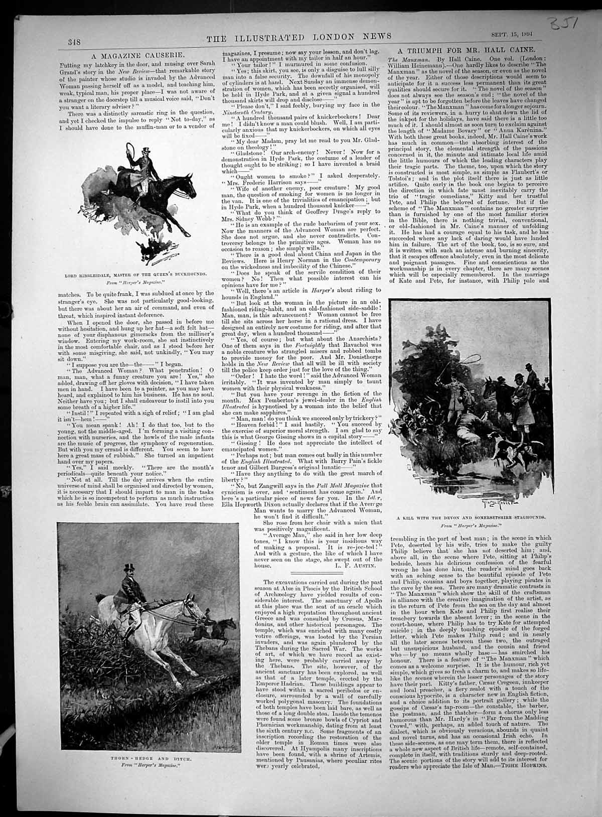 Old 1894 Lord Ribblesdale Queen'S Buckhounds Somersetshire Staghounds 19th
