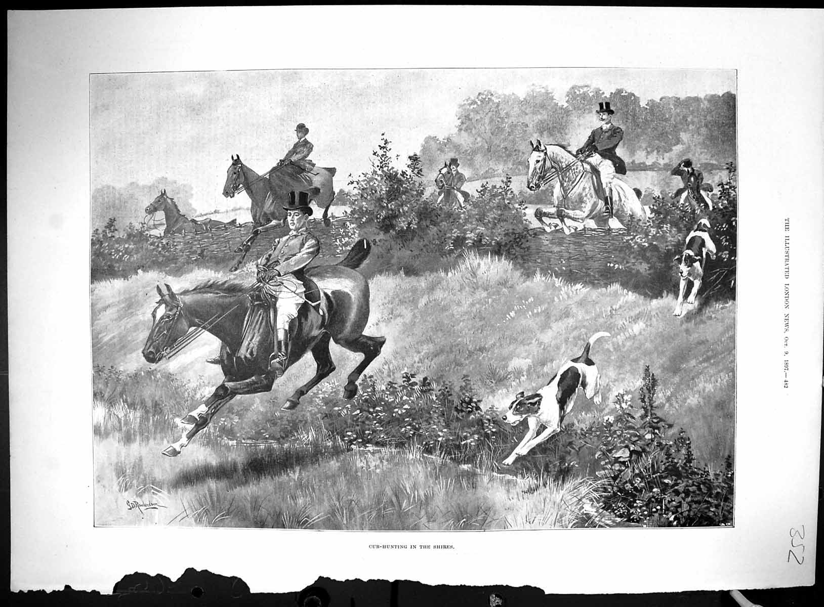 Old 1897 Fox Cub Hunting Shires England German Emperor Koroserdo Hung 19th