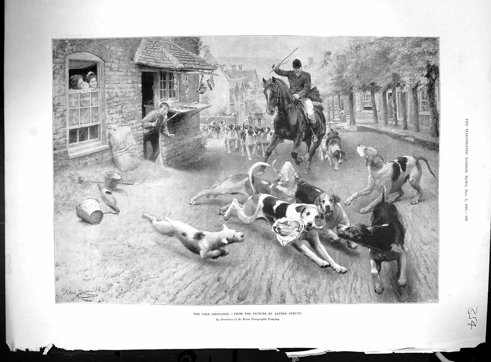 Old 1898 Fox Hunting Dog Stealing Ham Leg Niger Coast Milne Searle Ca 19th