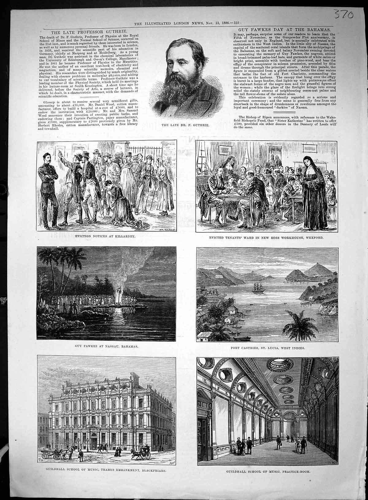 Old 1886 Guthrie Guildhall School Music Killarney Eviction Lucia Baha 19th