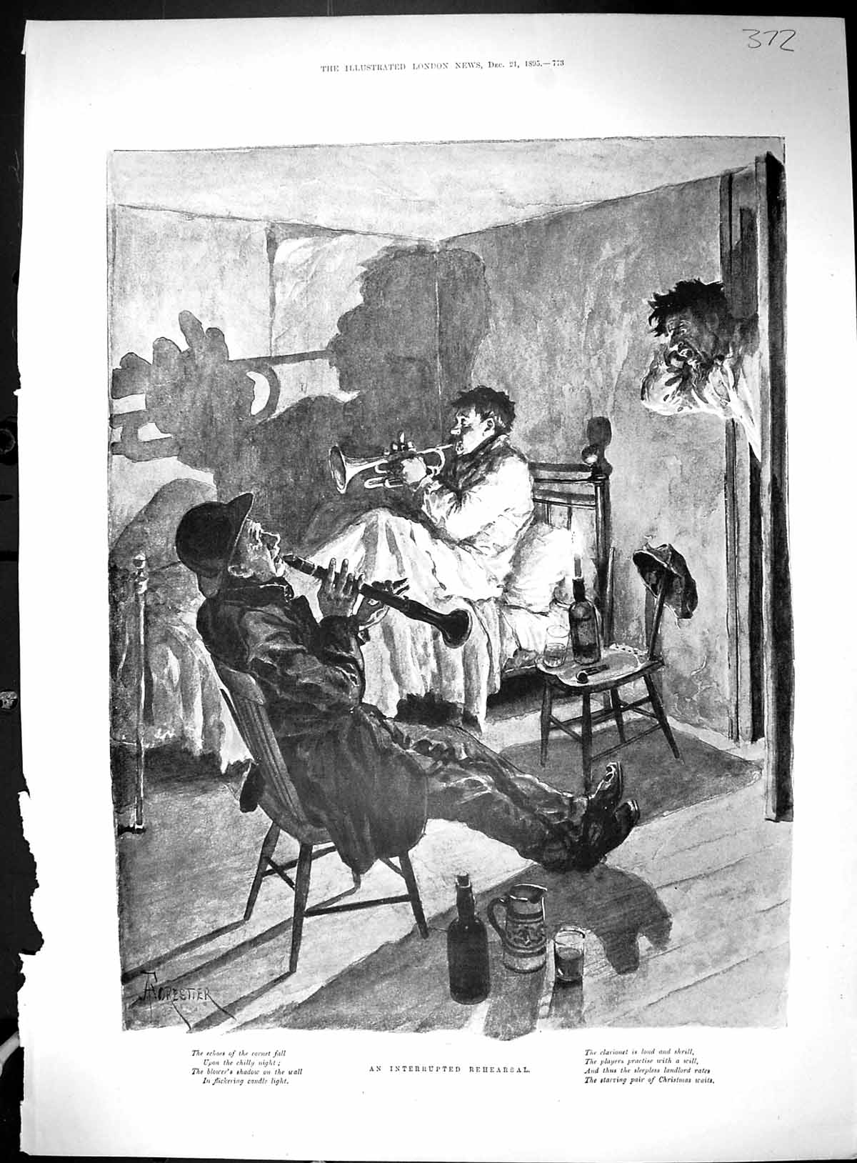 Old 1895 Music Rehearsal Bedroom Scene Ladies Fashion Walking Dress D 19th