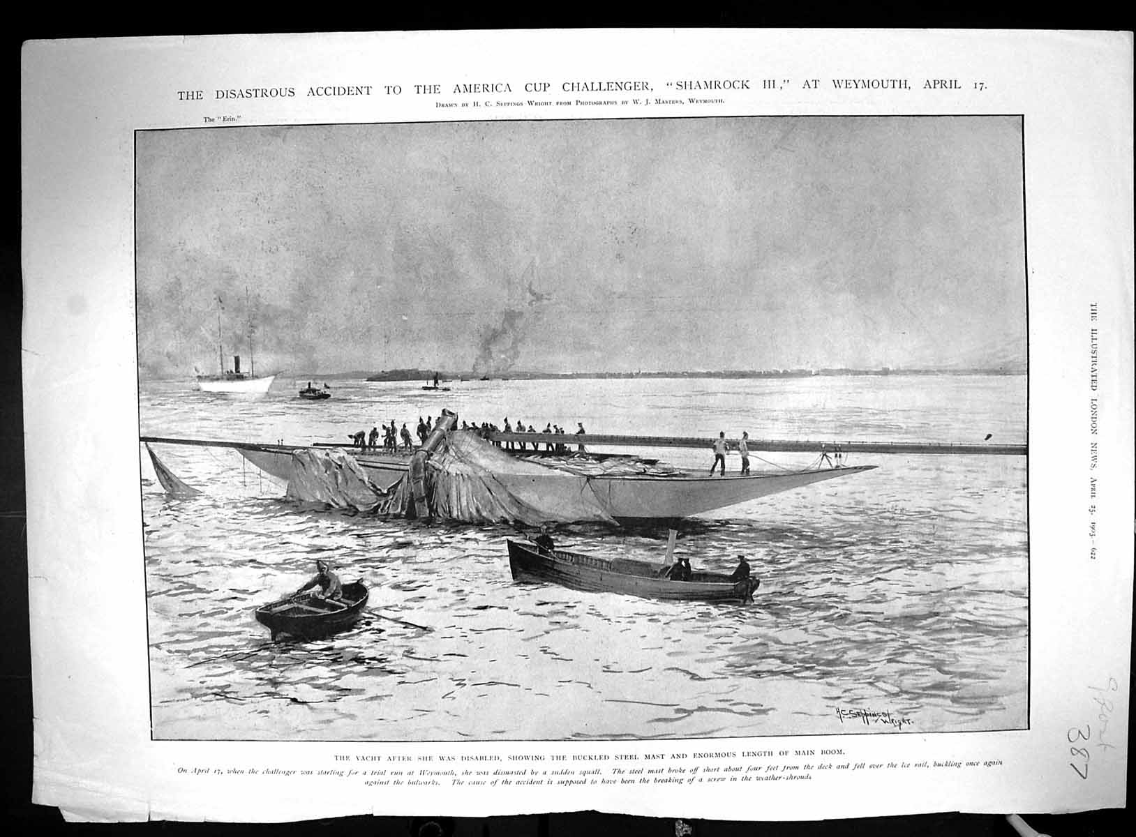 Old 1903 Yacht America Cup Shamrock Weymouth Wreck Primrose Day Celeb 20th