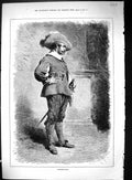 Original Old Antique Print 1882 Portrait Man Sword Contemplation 19th