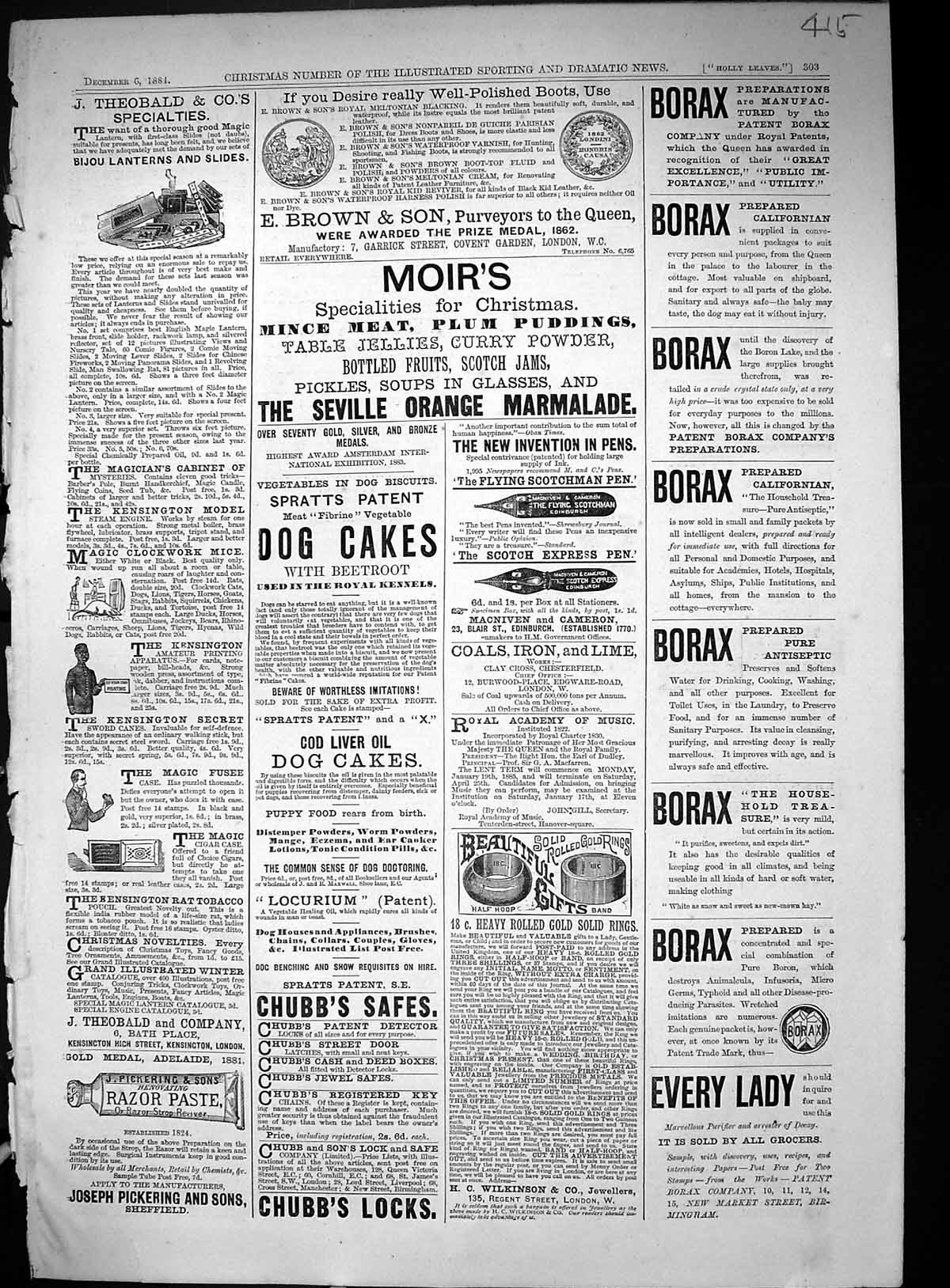 Antique Old Print 1884 Borax Moir'S Orange Marmalade TheobChubb'S Safe Locks