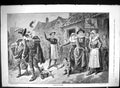Old 1884 Strolling Players People Attacking Men Rampante Lion Public Victorian