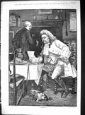 Old 1884 Addition Man Sitting At Dinner Table Reading Letter Pet Dog Victorian