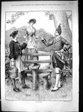 Antique Old Print 1884 Rivals Beautiful Woman Fence Style Men Romance Dadd 19th