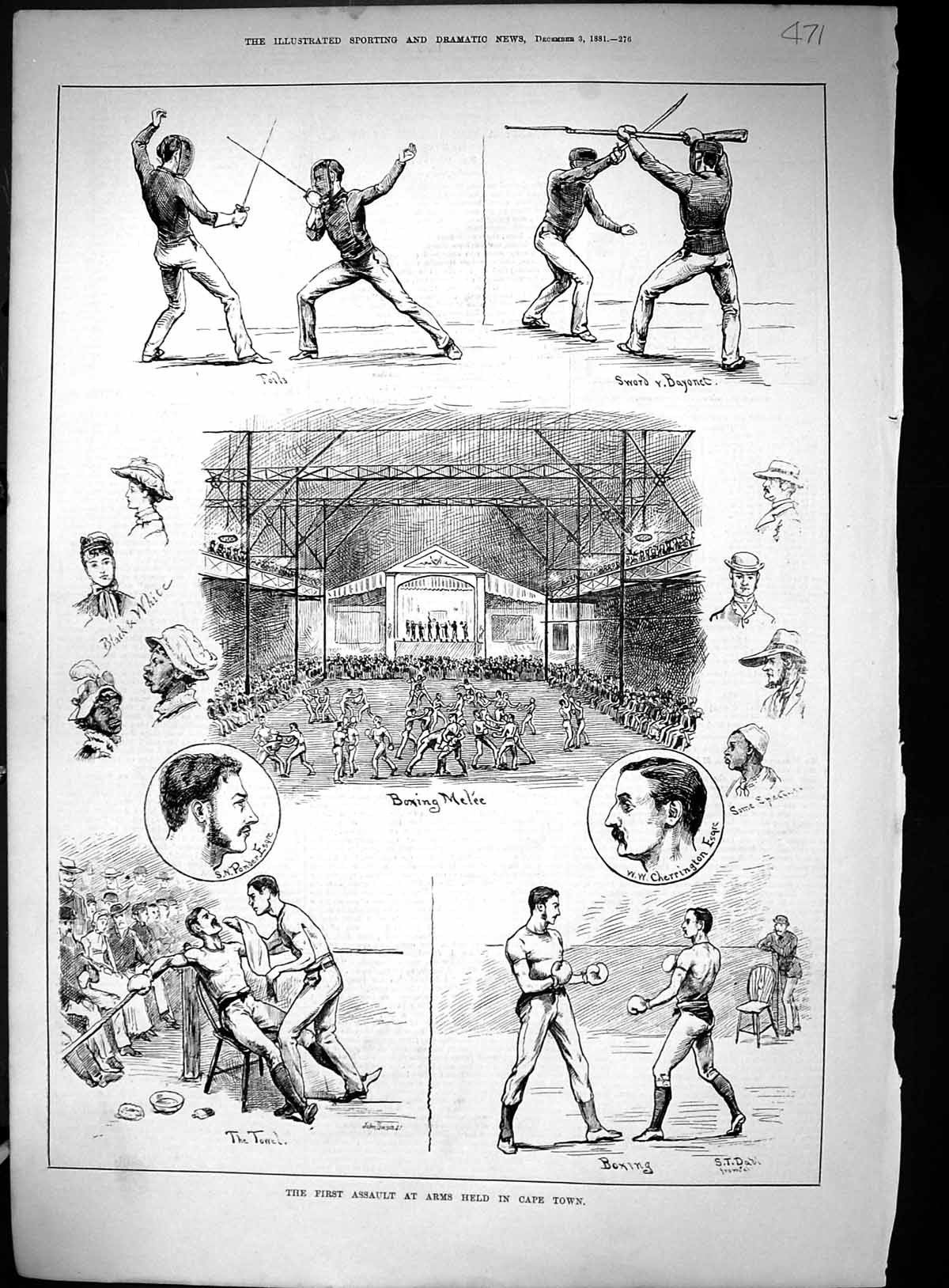 Old 1881 First Assault Arms Cape Town Boxing Ponder Cherrington Sport Victorian