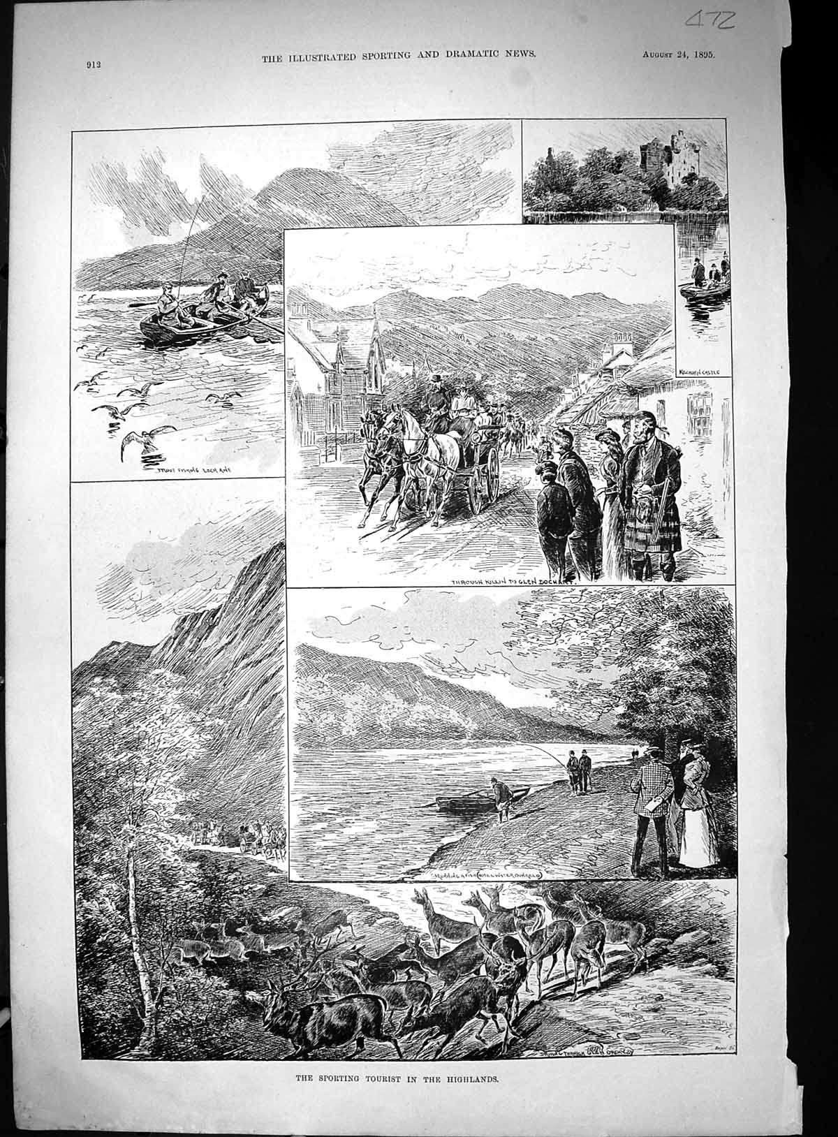 Old 1895 Sporting Tourist Highlands Scotland Killin Trout Fishing Loc Victorian