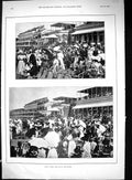 Antique Old Print 1895 Ascot Horse Racing Royal Enclosure Sport Spectators 19th