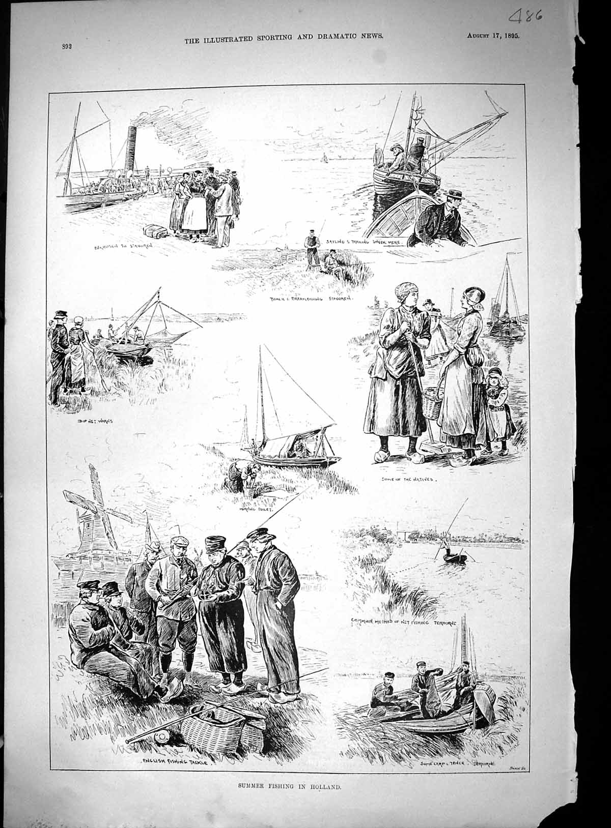 Old 1895 Summer Fishing Holland Bream Fish Stavoren Carp Netting Angl Victorian