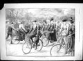 Old 1895 Bicycling Battersea Park London Bicyles Ladies Men Policeman Victorian