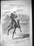 Old Antique Print 1888 Impetuous Brute Horse Racing Jockeys Sport Swain 19th