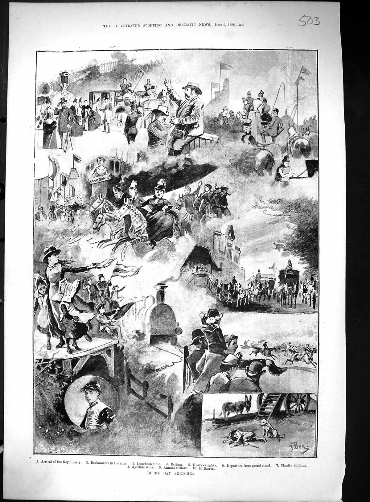 Old 1888 Derby Day Horse Racing Bookmakers Royal Party Barrett Ayrshi Victorian