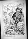 Original Old Antique Print 1888 Trout Fishing Scotland Fish River Scene Swain