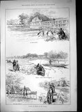 Old 1889 Fishing Buscot River Thames Weir Church Farm Punting Boat Fi Victorian