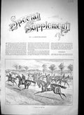 Original Old Antique Print 1895 Newmarket Horse Racing Sport Jockeys Gallop Tan