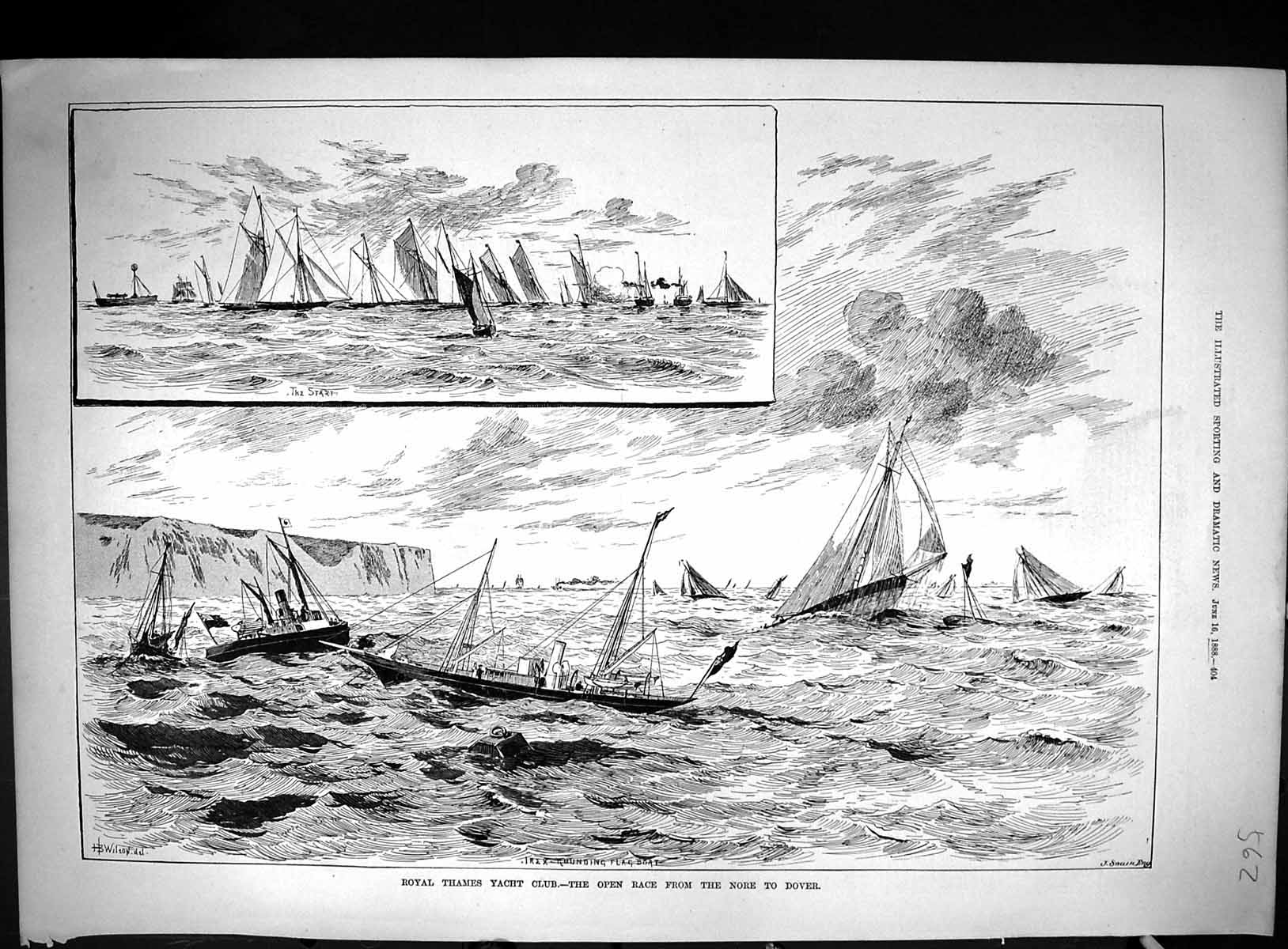 Old 1888 Royal Thames Yacht Club Irex Open Race Nore Dover Sport Sail Victorian