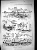Old 1888 Royal Harwich Yacht Club Regatta Irex Wanderer Neptune Yaran Victorian