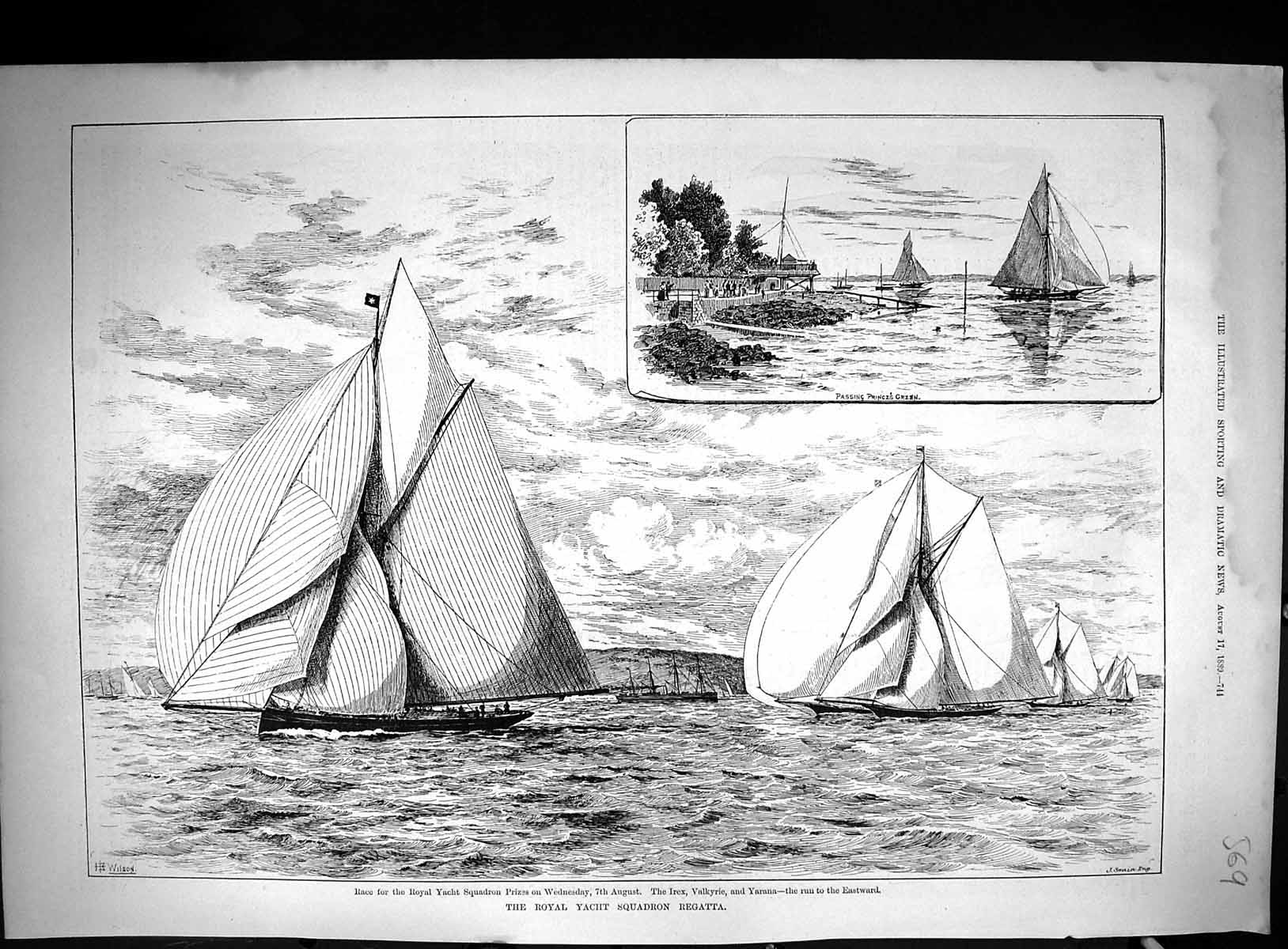 Old 1889 Royal Yacht Squadron Regatta Irex Valkyrie Yarana Prince'S G Victorian