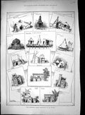 Old 1889 Paris Exhibition Human Habitations Lacostres Germains Laplan Victorian