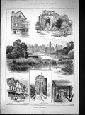 Old 1889 Chester St. John'S Abbey Eaton Hall Tower City Walls Waterga Victorian